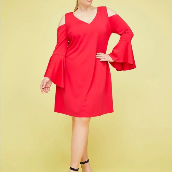 LANE BRYANT COLD SHOULDER PINK DRESS SIZE 22 - Picture 3 of 9